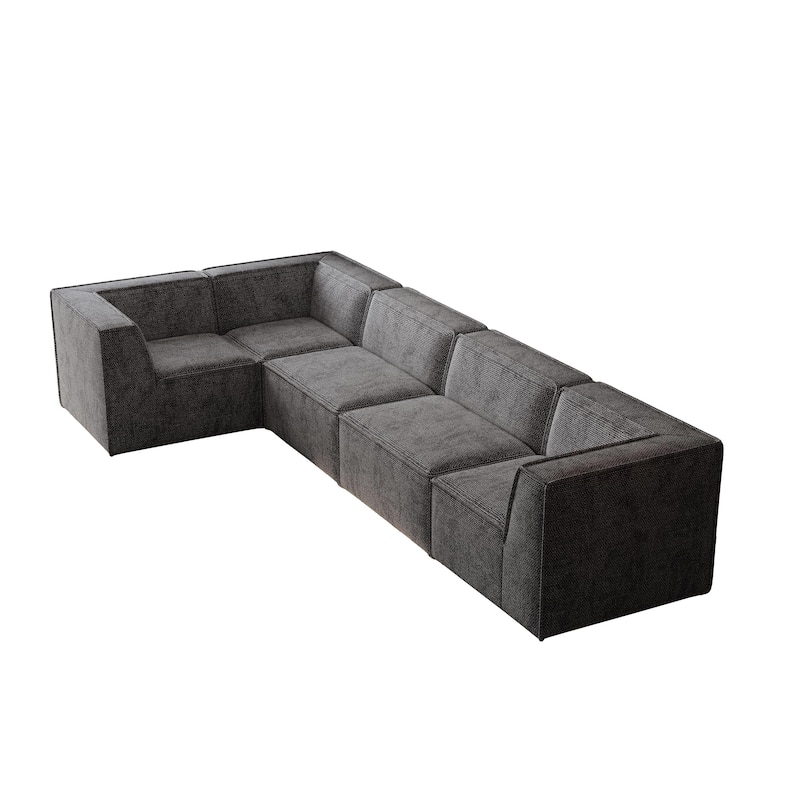 106"x106" Chenille Modular L-Shaped Sectional Sofa with 5-Piece Free Combination, Foam-Filled Cushions & No-Assembly Design