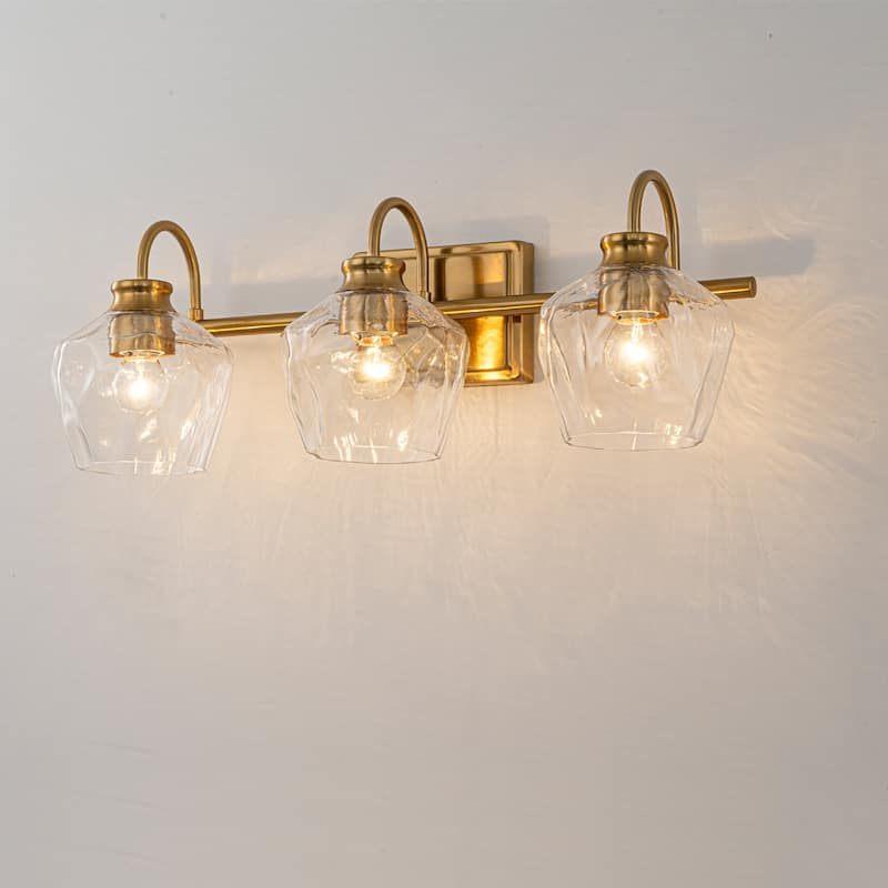 Modern 3/4-lights Bathroom Dimmable Vanity Lights Wall Sconces with Glass Shade - 3 - Light - Gold