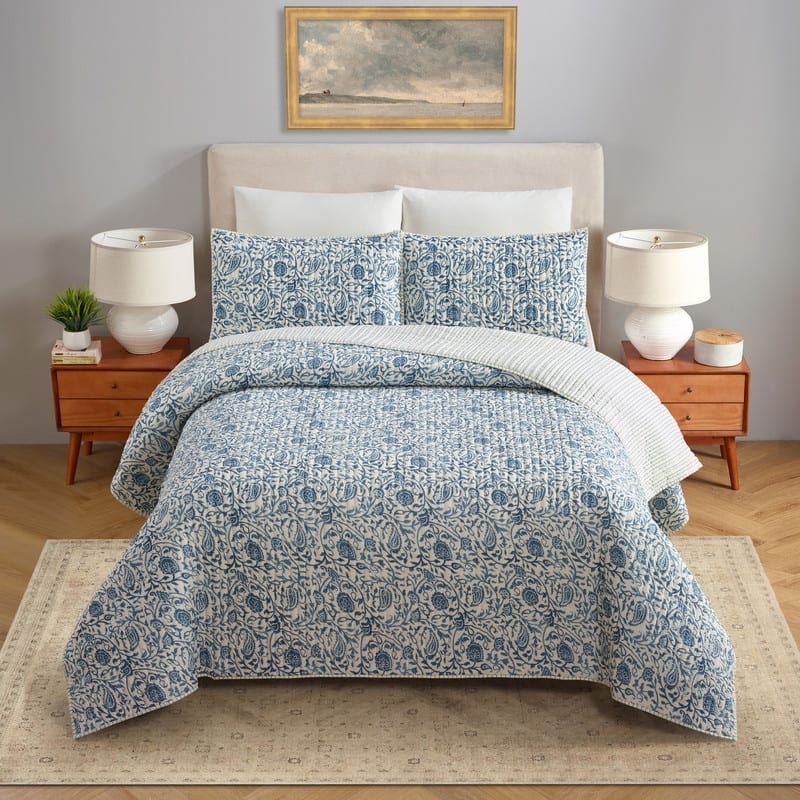 Eden Paisley Gauze 3-Piece Reversible Quilt Set