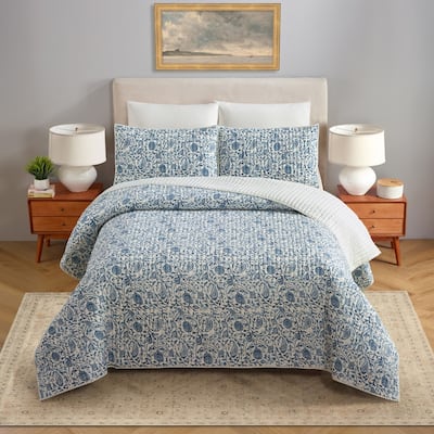 Eden Paisley Gauze 3-Piece Reversible Quilt Set