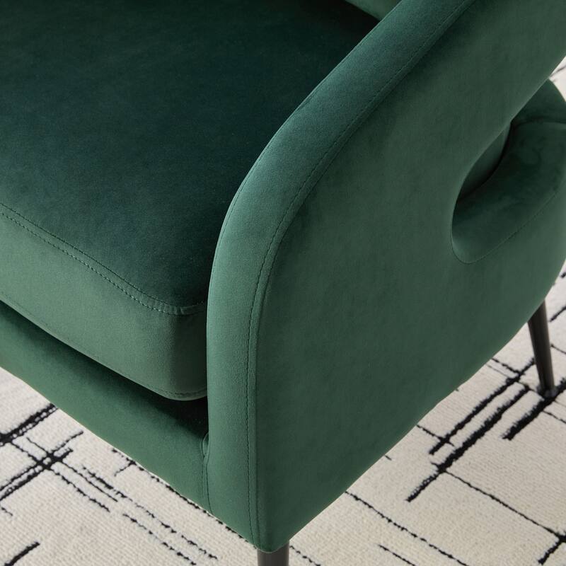 Modern Velvet Open Back Accent Chair Barrel Dining Chair Metal Legs Charcoal Living Room