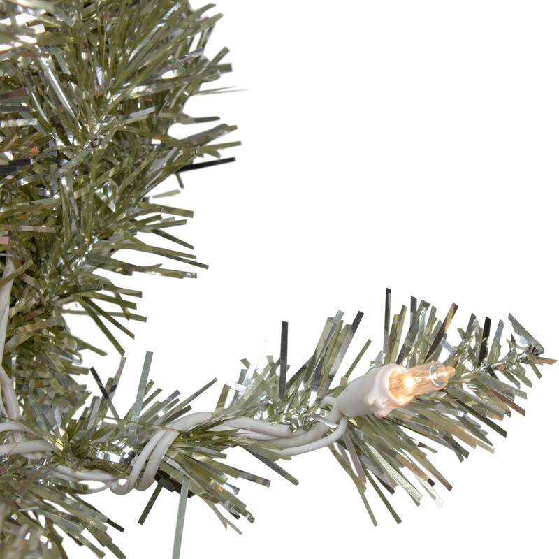 9x12 Metallic Sheer Champagne Artificial Tinsel Garland Clear Lights