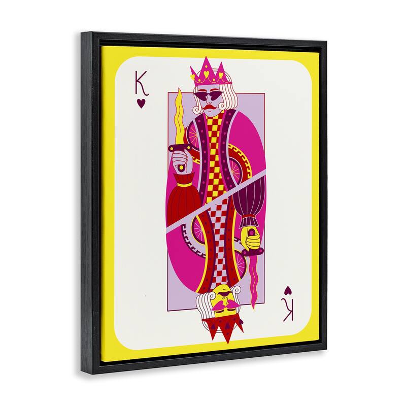 Stupell Bright Trendy King Card Framed Floater Canvas Wall Art Design By Grace Popp