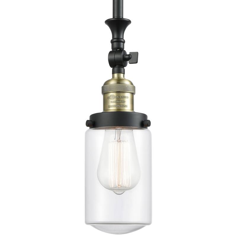 Innovations Lighting Dover 5" Wide Mini Rod Hung Adjustable Pendant - Black Antique Brass / Clear