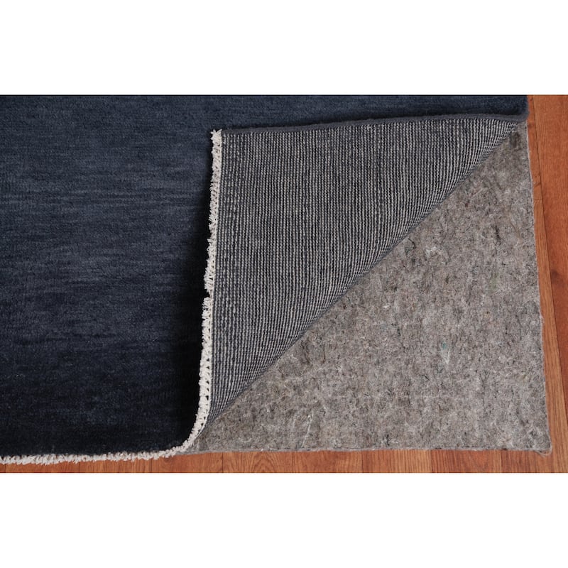 Hand Knotted Oriental 100% Wool Carpet Modern Solid Greys & Charcoal Gabbeh Area Rug - 12' 1'' X 9' 5''