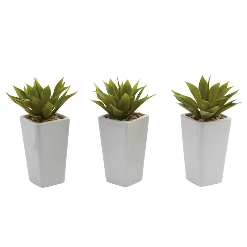 Mini White Planter Set of 3 - Decorative Indoor Plants for Home Office Decor - 0.75ft.