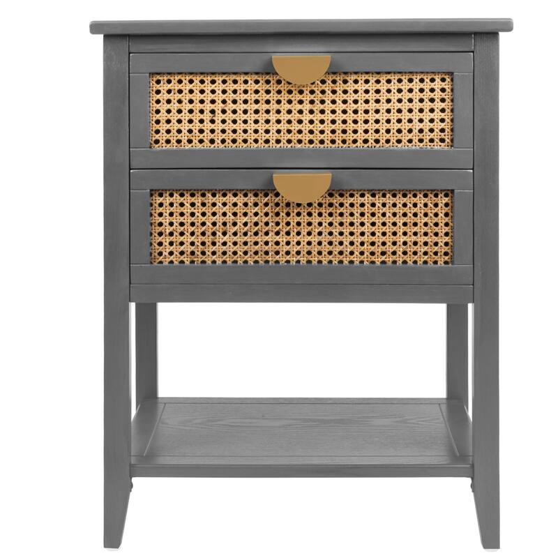 2 Drawer Side table, Naturel Rattan, End table, Suitable for bedroom, living room, study