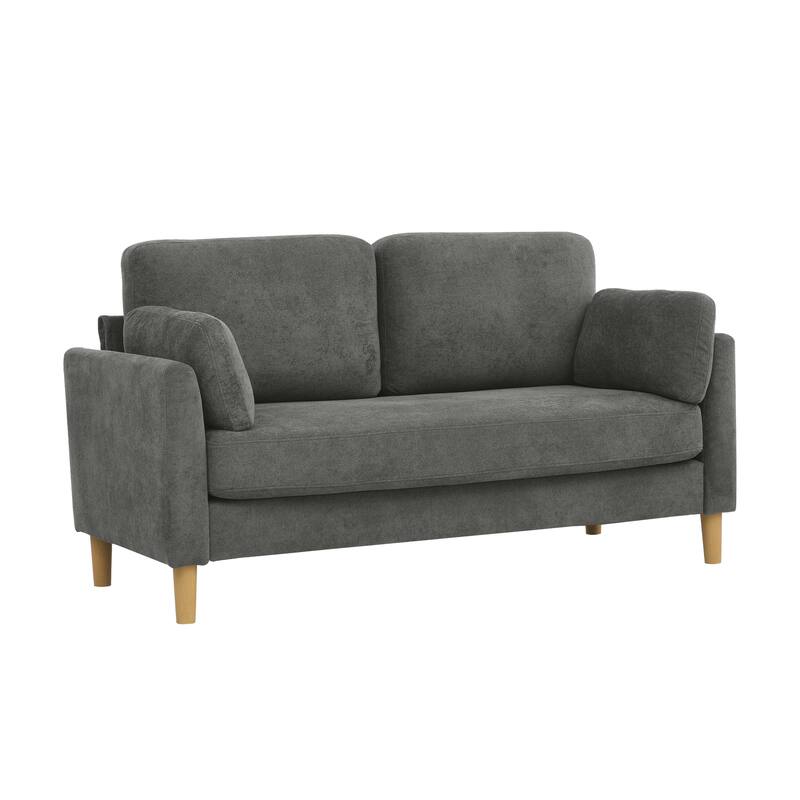 2-Seater Gray Polyester Sofa