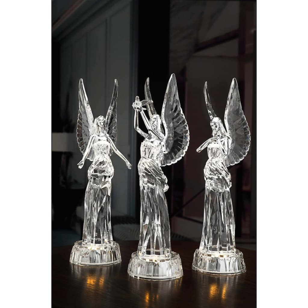 Diamond Cut Angel Figurine Christmas Decoration - 14.75" - Set of 3