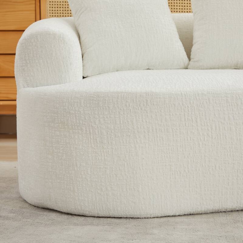 63.2" Modern Small Loveseat Sofa, Chenille Boneless Couch, Deep Seat Sofa with 3 Pillows