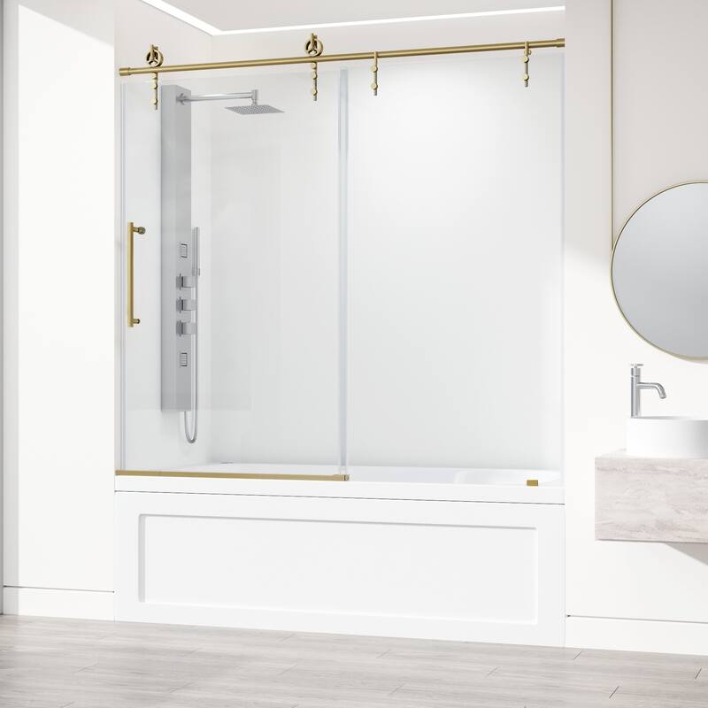 VIGO Hamilton 56" to 60" W x 68" H Frameless Sliding Tub Door
