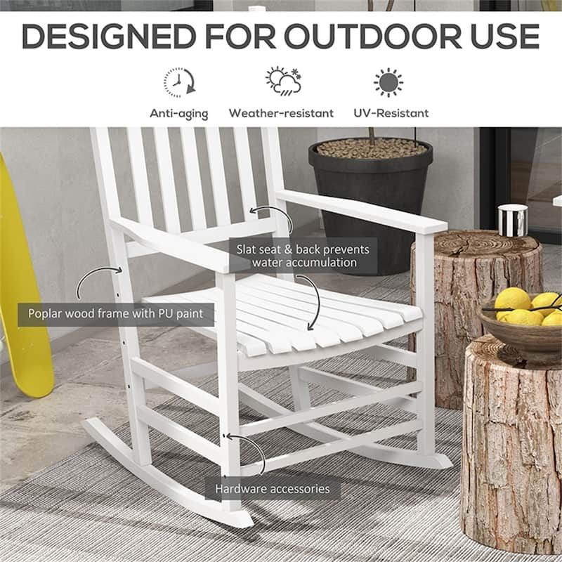 Poplar Rocking Chair Set with Side Table Outdoor - 27.25" W x 33.75" D x 45.25" H