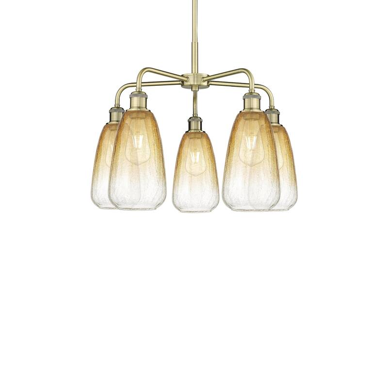 Innovations Lighting 516-5CR-19-25 Brookhaven Almond Chandelier - Antique Brass / Amber