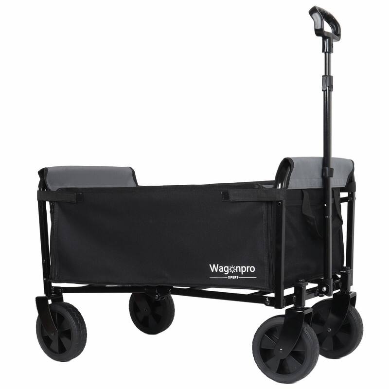 All-in-One Convertible Folding Utility Trolley with 4 Wheels, Bench Seat & Dog Leash