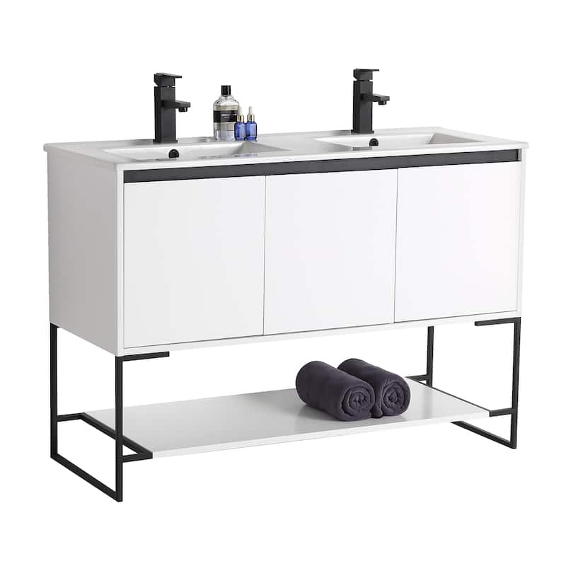 Fine Fixtures Urbania Collection Bathroom Vanity - 48" - Double Sink - White