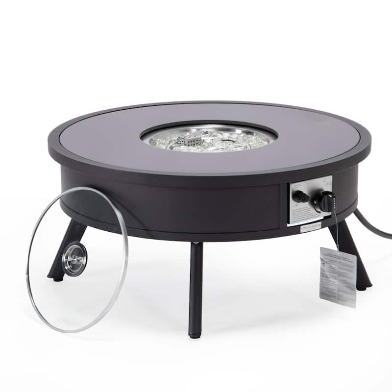Leisuremod Walbrooke Modern Outdoor Patio Round Fire Pit Table for Porch Backyard Deck - 29