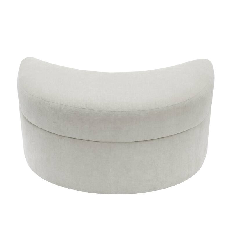 Chenille Half Moon Storage Ottoman(Set of 2)