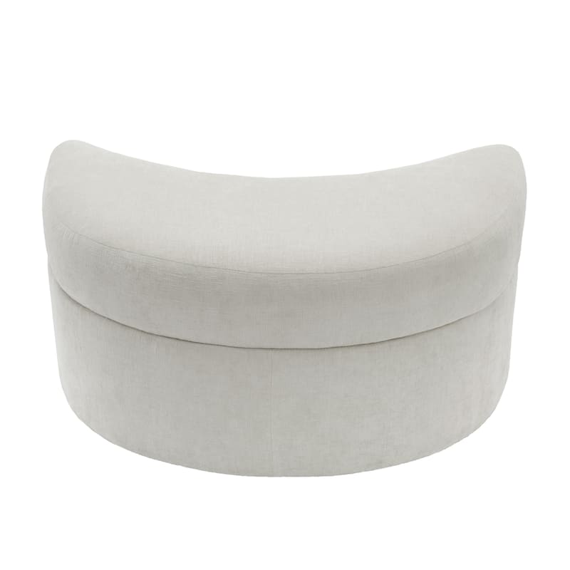 Upholstered Half Moon Storage Ottoman with Tray Set of 2