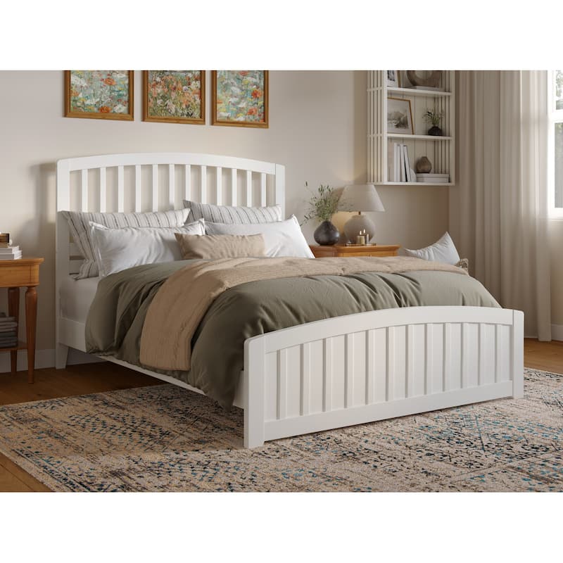 Solid Wood Low Profile Platform Bed with Footboard - Elegant Bedroom Furniture
