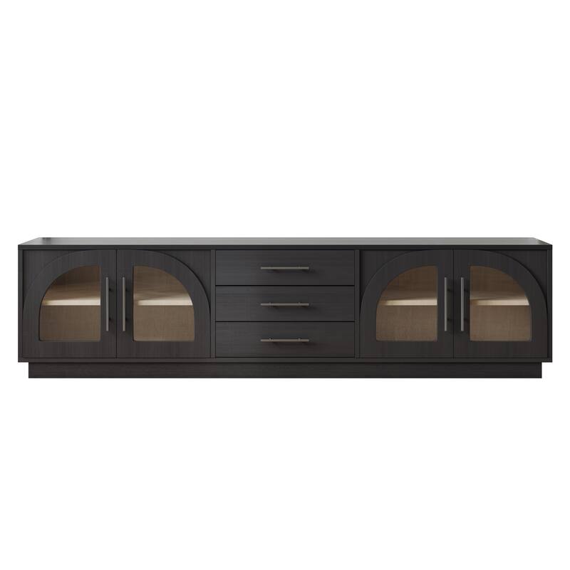 JASIWAY Black Wood TV Stand Fits TV up to 85 in. - Black