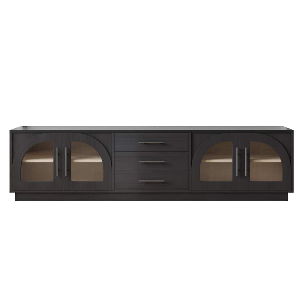 JASIWAY Black Wood TV Stand Fits TV up to 85 in.
