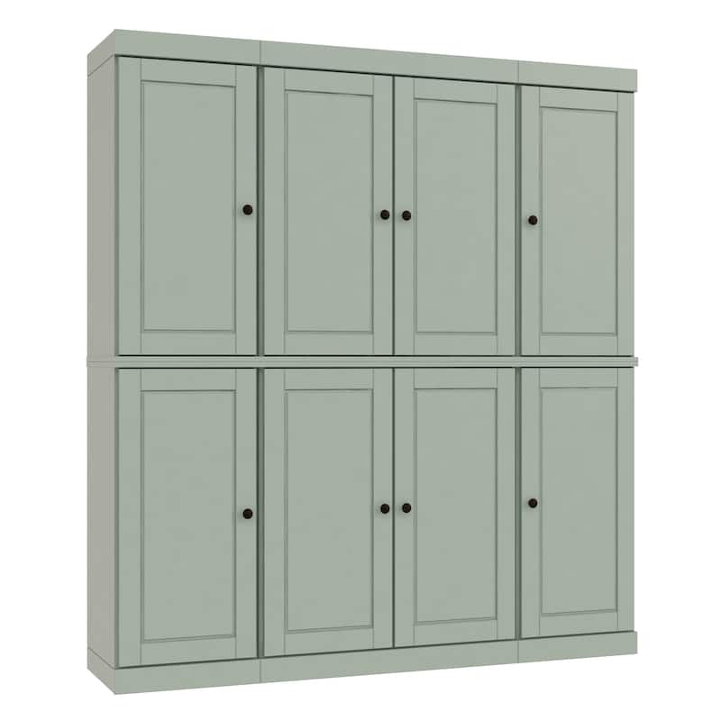 100% Solid Wood Kitchen China Pantry Buffet with Glass or Solid Wood Doors and 2-Drawer Kit by Palace Imports - 65" x 71.5"