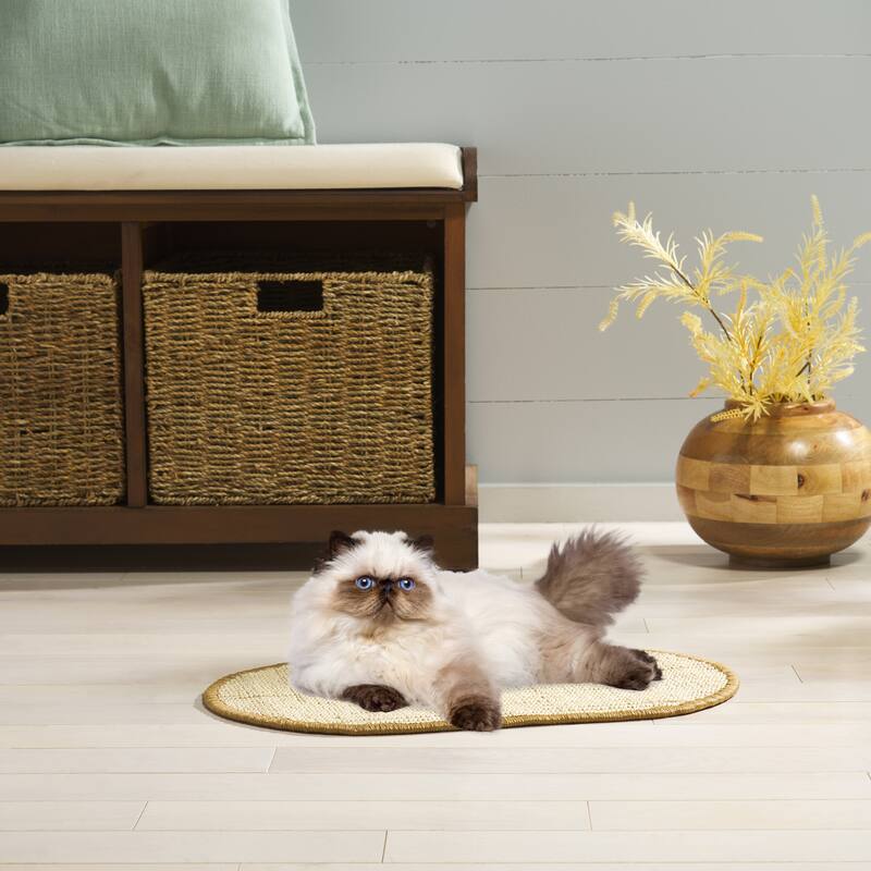SAFAVIEH Home Sisal Small Boucle Weave Cat Scratch Mat - Beige - 12" W x 20" L