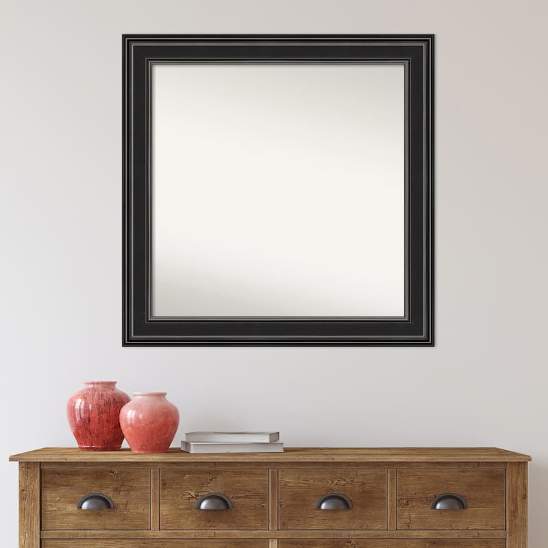 Non-Beveled Wall Mirror - Ridge Black Frame