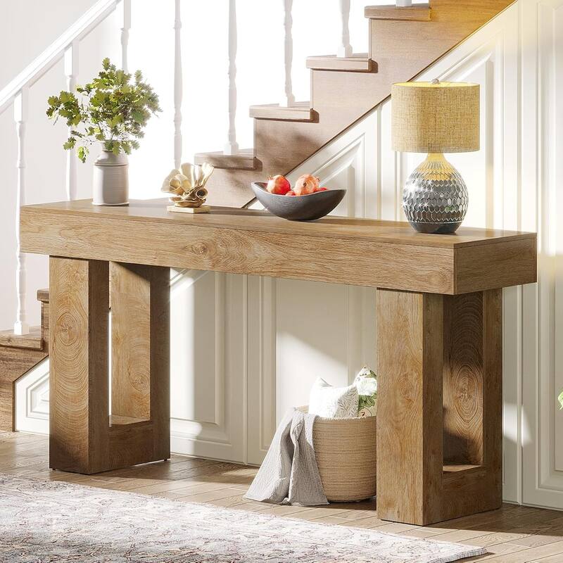 63" Wooden Console Table, Rectangular Sofa Table for Behind Couch, Entryway, HallwayLiving Room