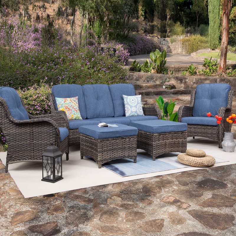 Cozywor 5-Piece Wicker Outdoor Patio Conversation Set