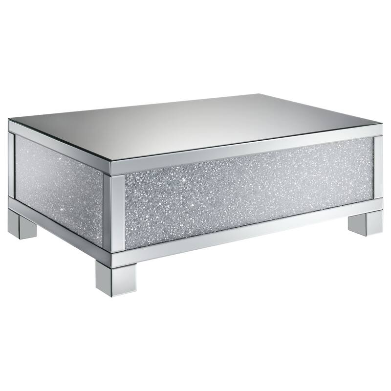 Gillian Rectangular Mirrored Acrylic Coffee Table Silver - Mirrored - Mirror