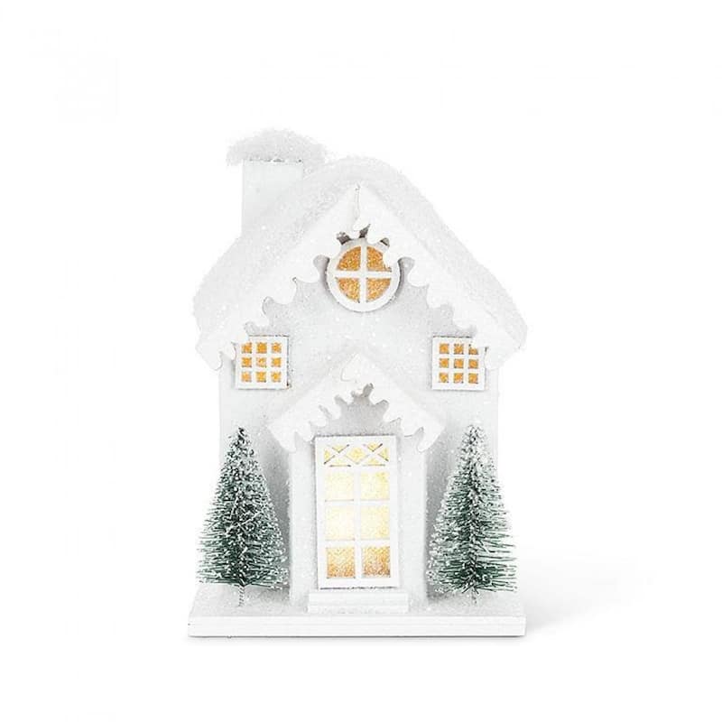 Snowy House With Led Light Decoration