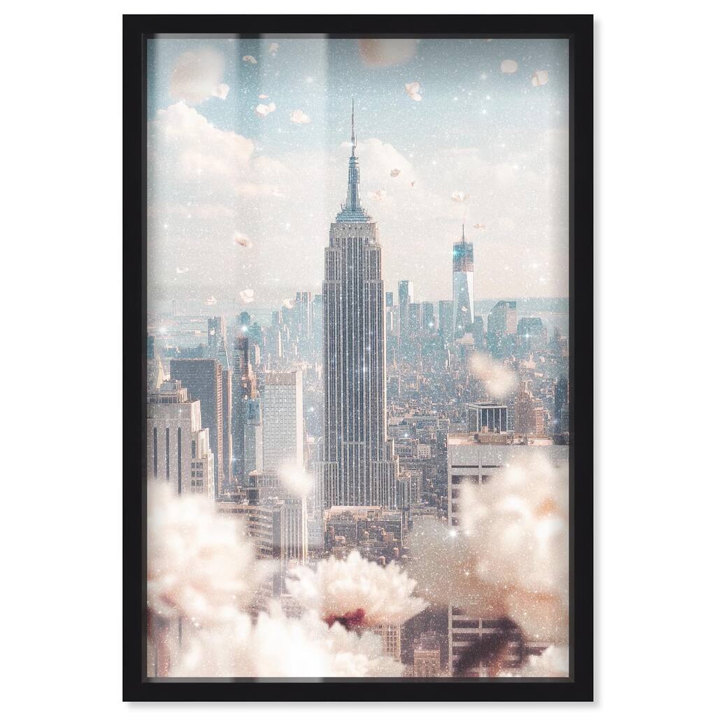 Peonies Over New York Shadowbox by Art Remedy