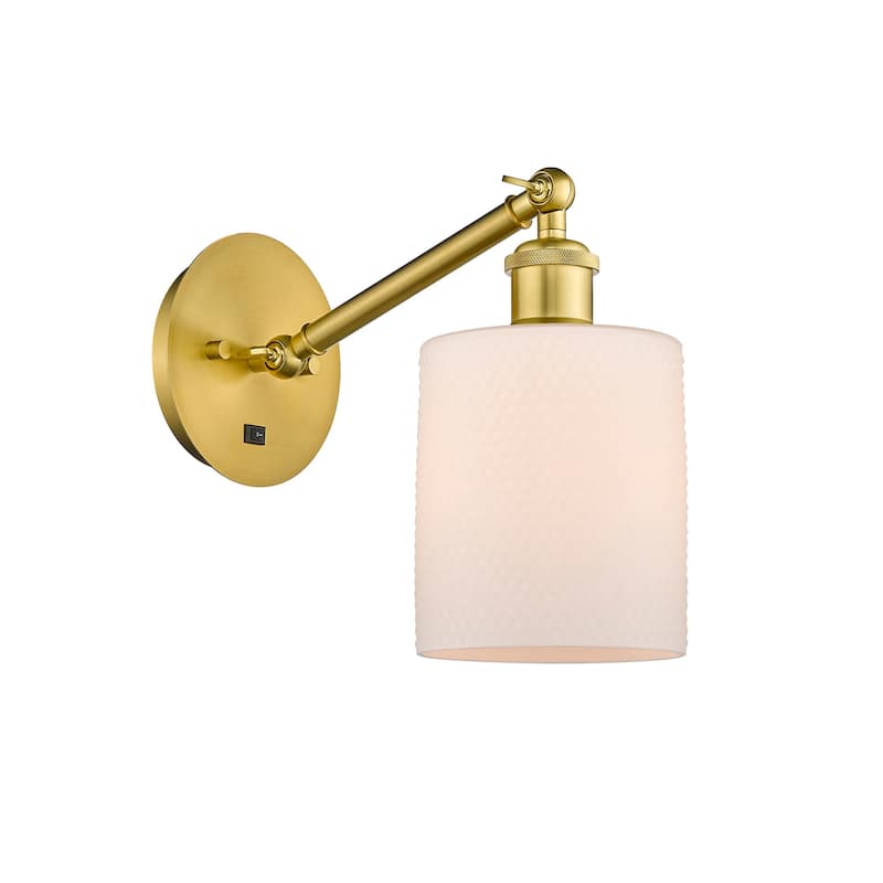 Innovations Lighting 317-1W-13-6 Cobbleskill Sconce Cobbleskill 13" - Satin Gold / Matte White