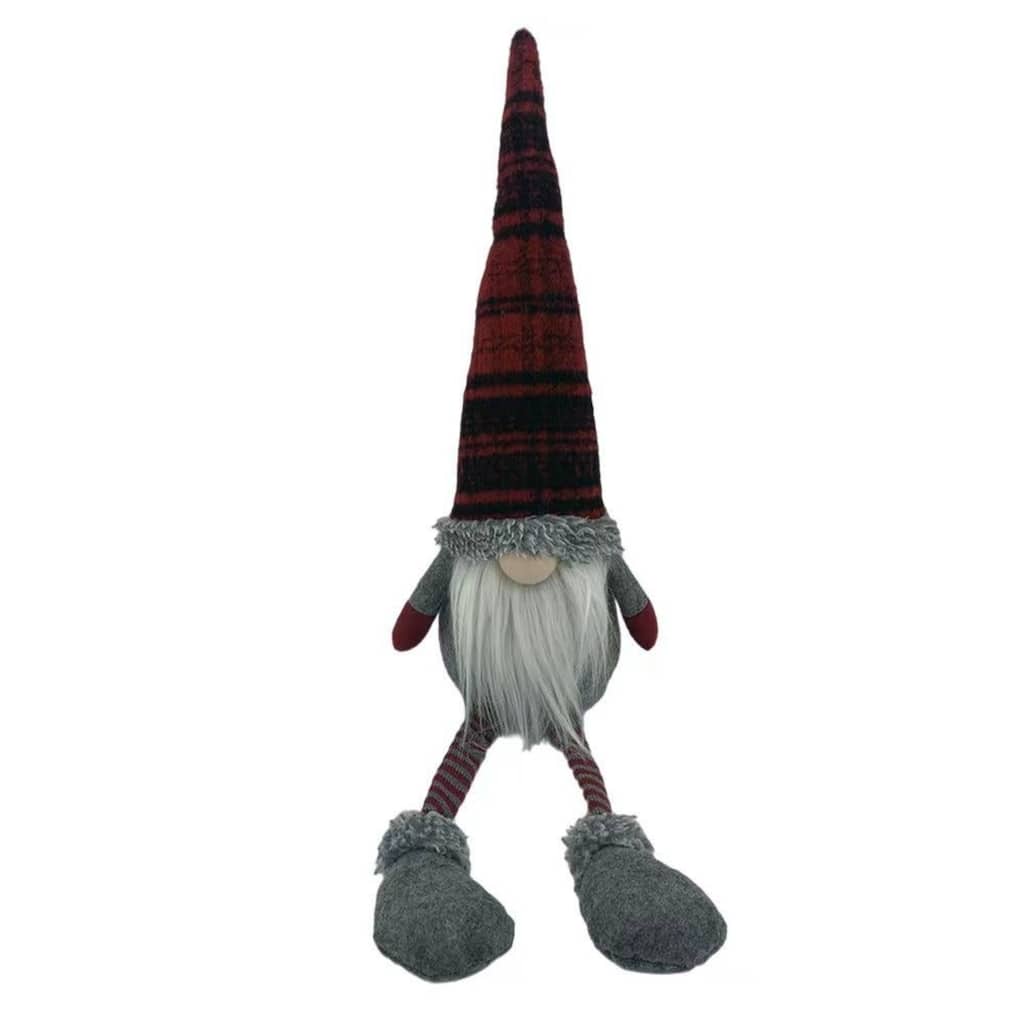 Plaid Boy Gnome Christmas Tabletop Figurine- 24" - Red and Black