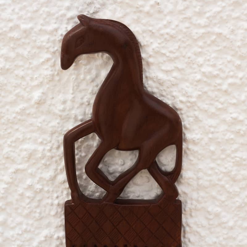 Novica Handmade Horse Comb Mahogany Wood Wall Art
