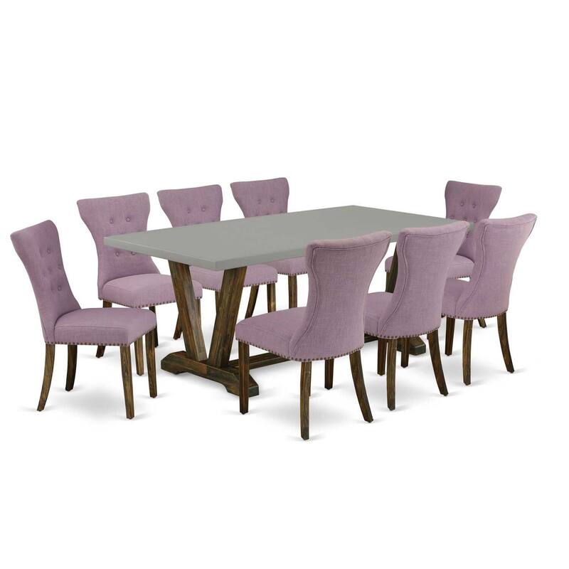 Kitchen Table Set with 8 Parsons Chairs - Rectangular Dining Room Table - Solid Wood Frame