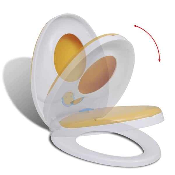 vidaXL White & Yellow Soft-close Toilet Seat Adults/Children - 19.1" x 14.4"