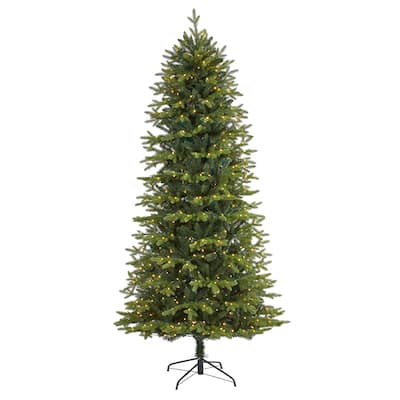 8' Belgium Fir "Natural Look" Christmas Tree with 650 Clear LED Lights - Green