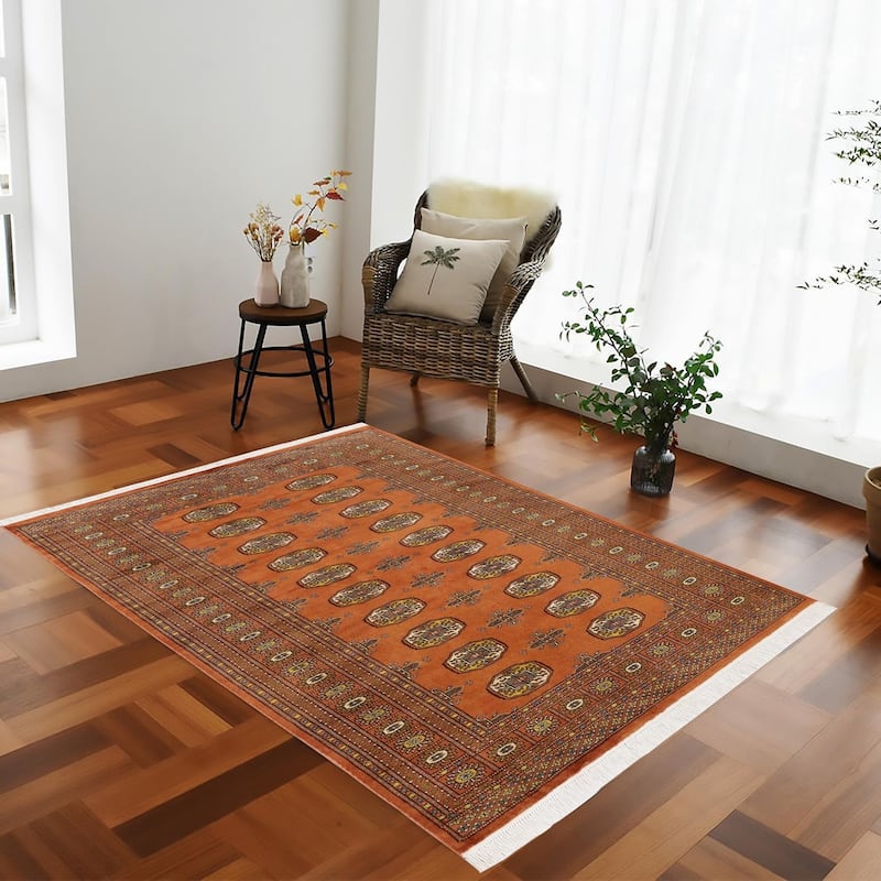 Tribal Bokhara Jessica Rust Beige Hand Knotted Rug - 4'0'' x 6'1''