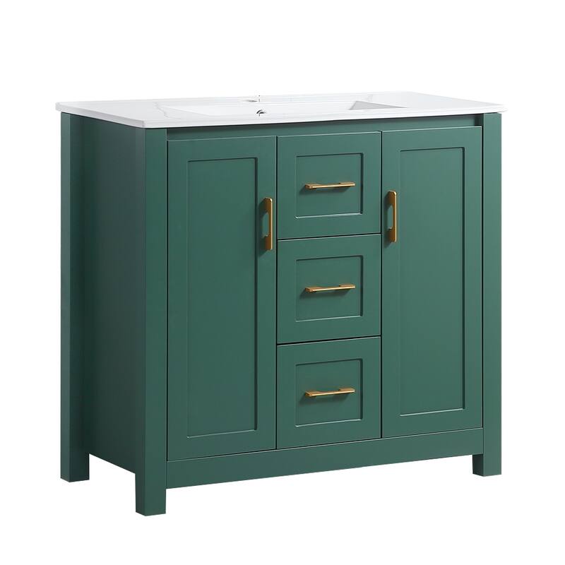 36" Bathroom Vanity with Undermount Single Sink and 2 Doors and 3 Drawers - 36''