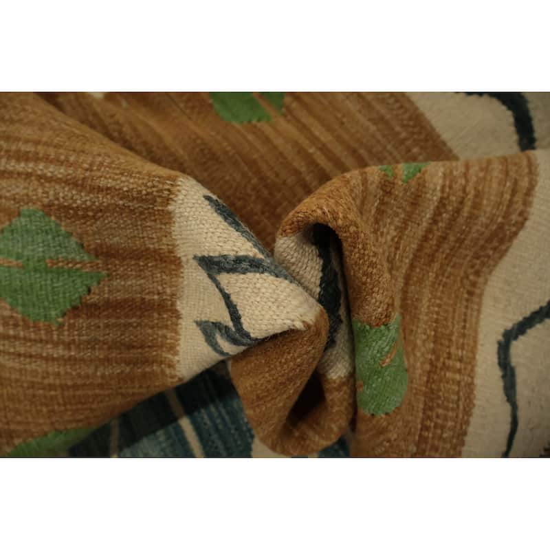 Hand Woven Oriental 100% Wool Carpet Southwestern Tribal Navy Blue & Blues Kilim Area Rug - 9' 9'' X 8' 3''