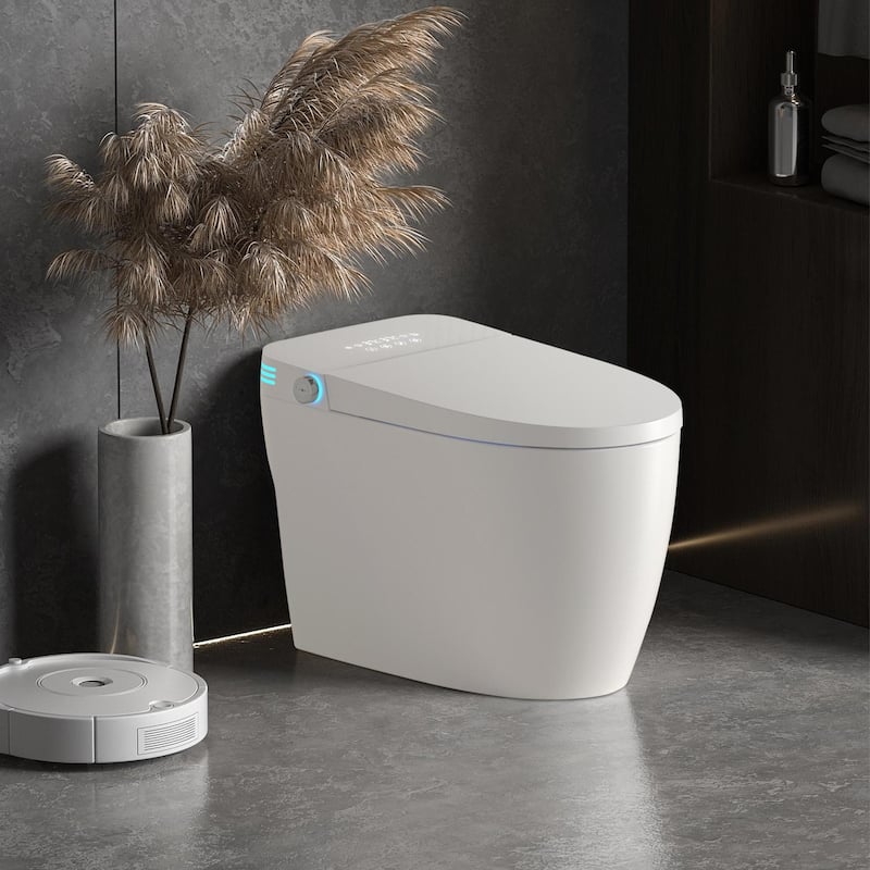Tankless Smart Toilet With Bidet Built In, One-Piece Bidet Toilet Seat, Auto Flush,Heated Seat,Remote Control