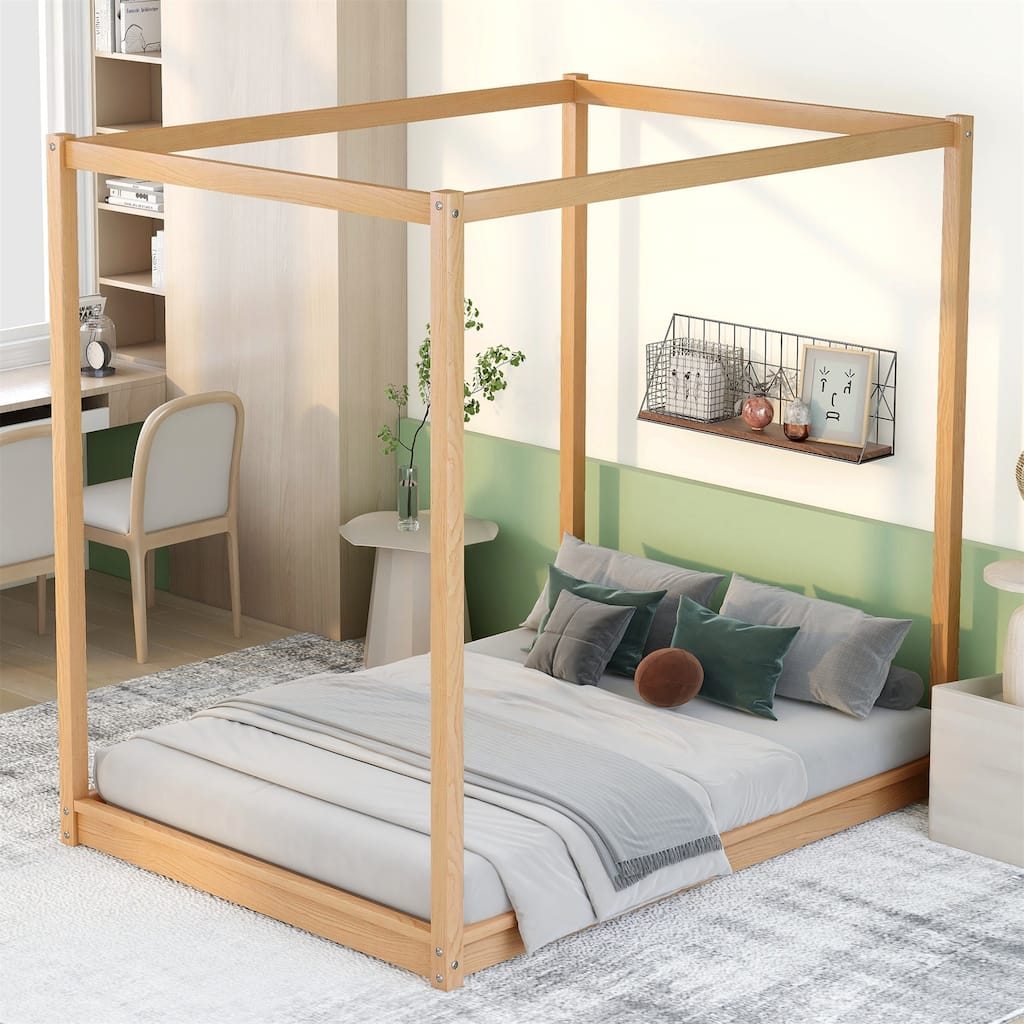 Full-size Canopy Bed with Wood Frame