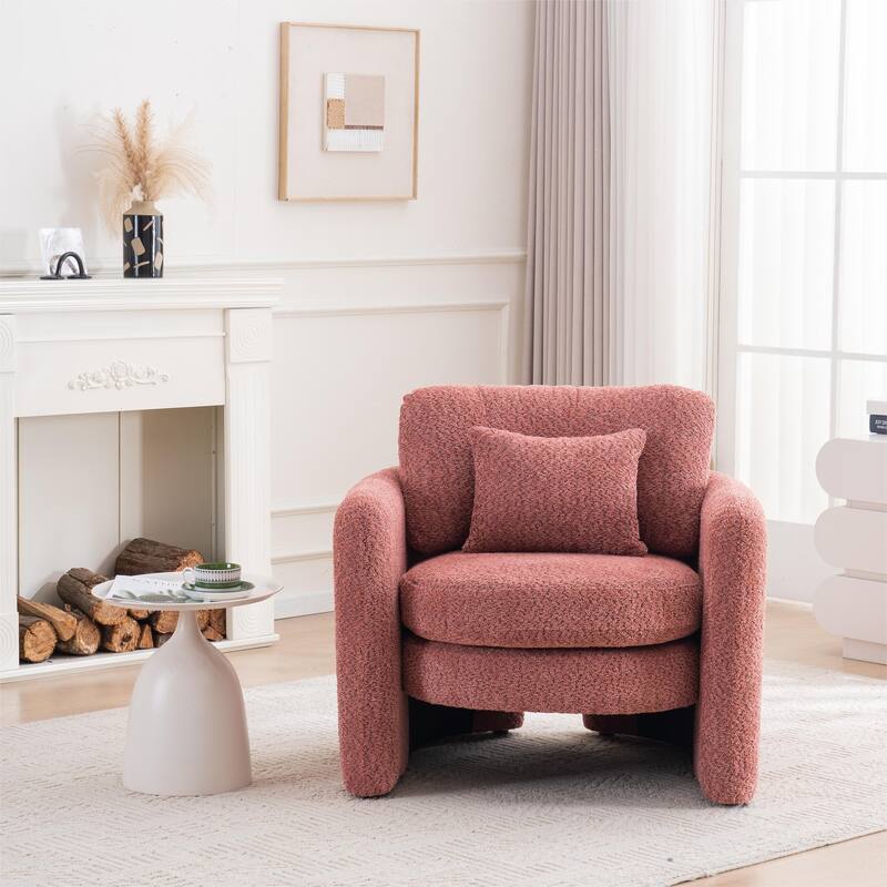 Chenille Accent Chair with Ergonomic Support