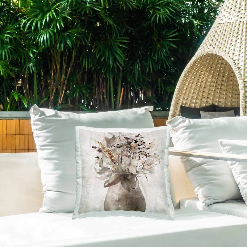 Stupell Rustic Country Herb Vase Printed Outdoor Throw Pillow Design by Val Rhodes
