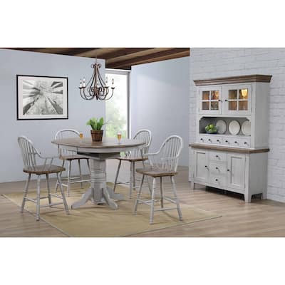 Extendable Dining Table Set - 6 Person Pub Table & 4 Barstools - Counter Height Furniture