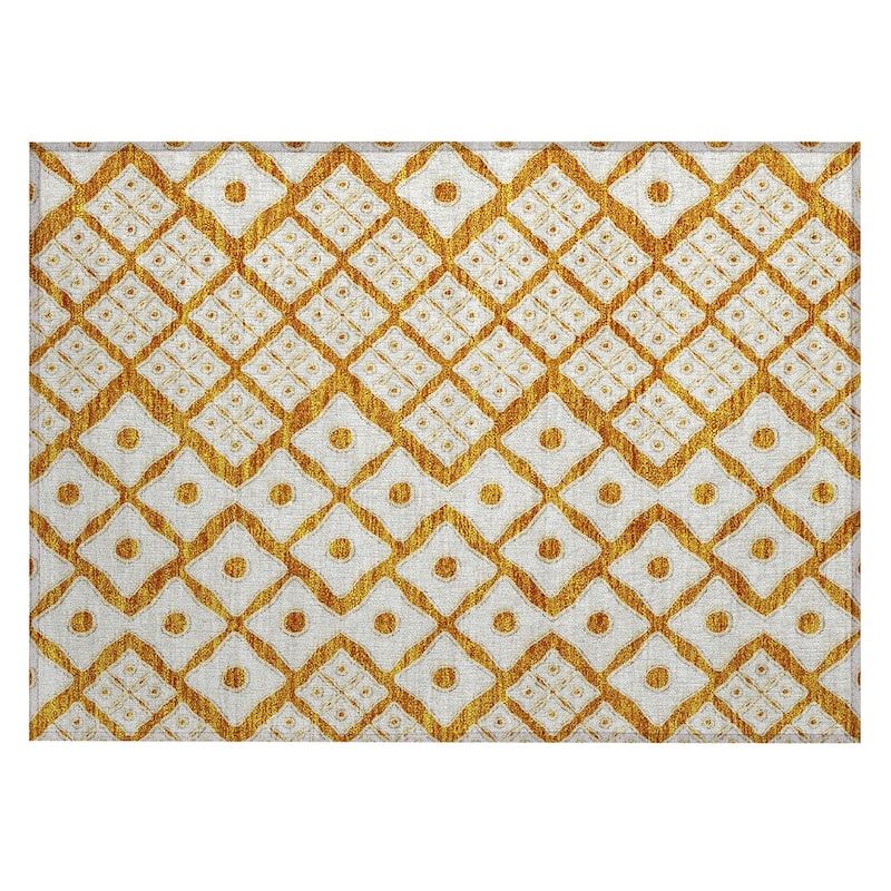 Machine Washable Indoor/ Outdoor Chantille Diamond Geo Rug