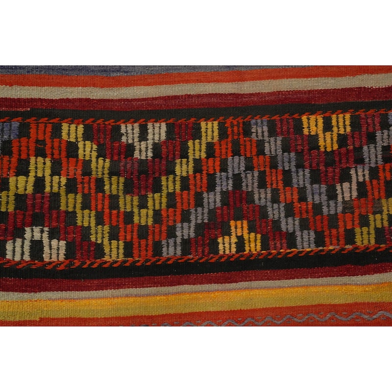 Hand Woven Oriental 100% Wool Carpet Southwestern Tribal Multi-Colored Kilim Area Rug - 8' 4'' X 5' 1''