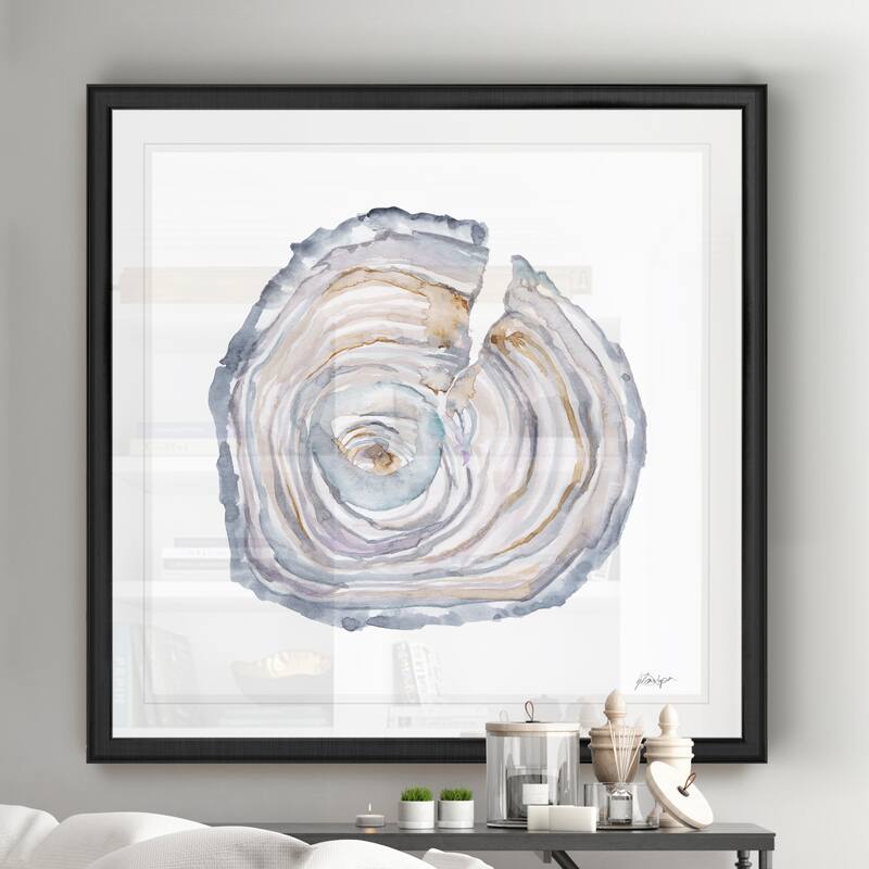 Watercolor Tree Ring II -Black Framed Print